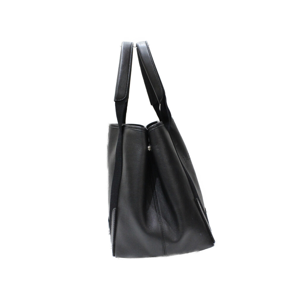 BALENCIAGA Navy Blue Cabas Shoulder Leather Canvas Black Tote Bag Pouch Classic - Picture 3 of 7